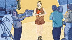 Illustration of Renee Zellweger as Bridget Jones on set